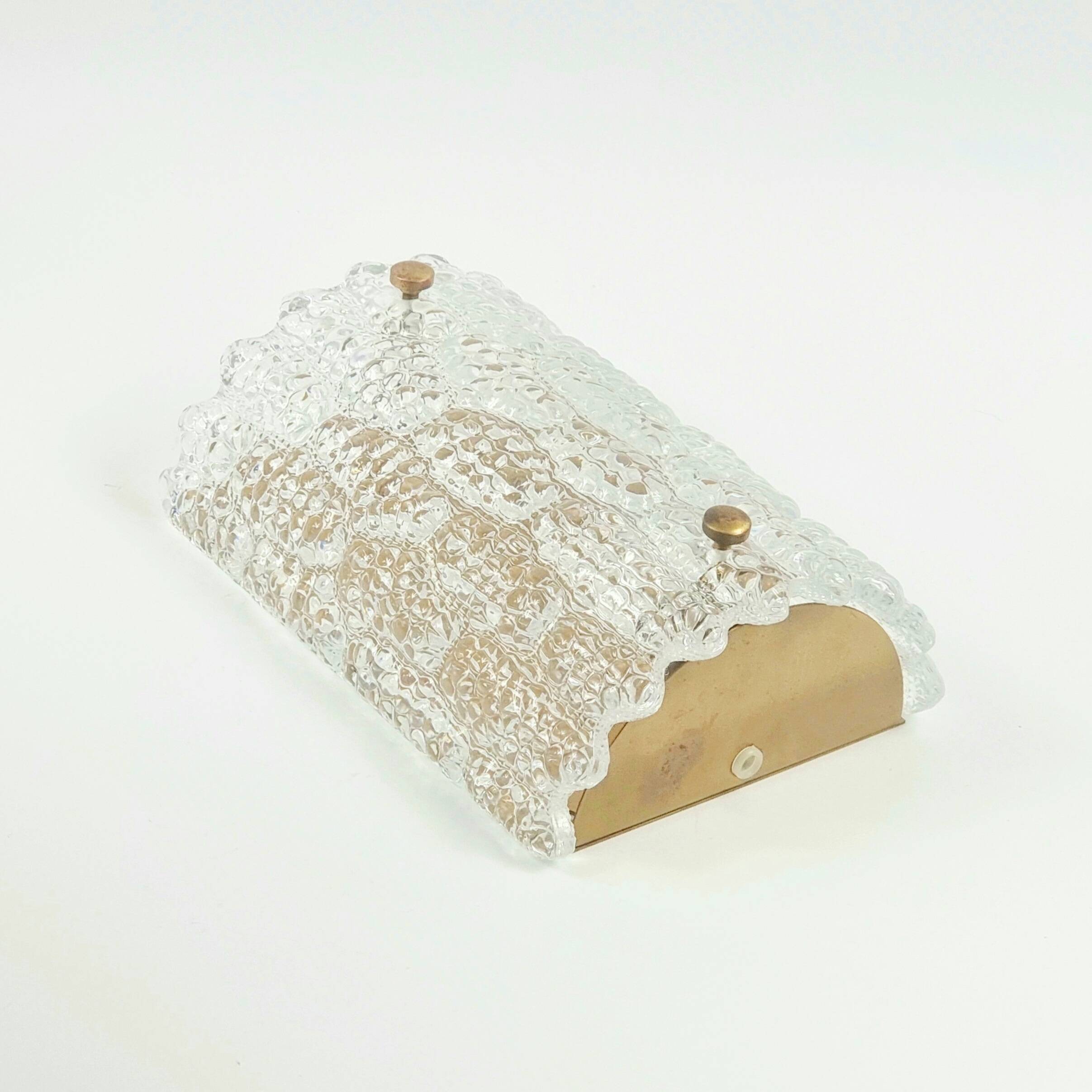 Scandinavian Glass & Brass Wall Light by Carl Fagerlund for Orrefors, 1960s