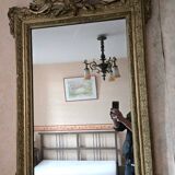 Antique gilded mirror with sculpted pediment – Napoléon III period – 19th century