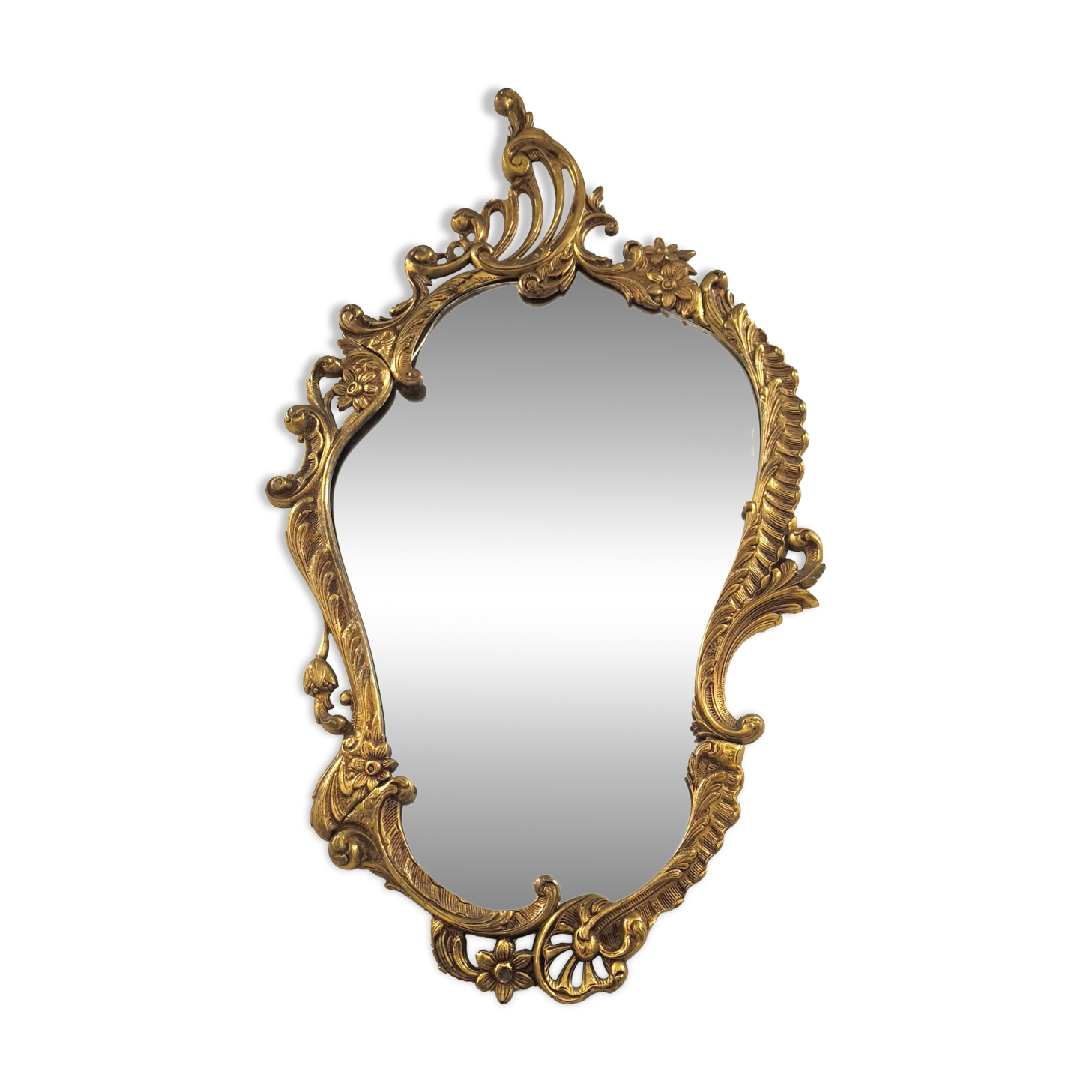 Miroir Cornucopia en bronze de style Louis XV