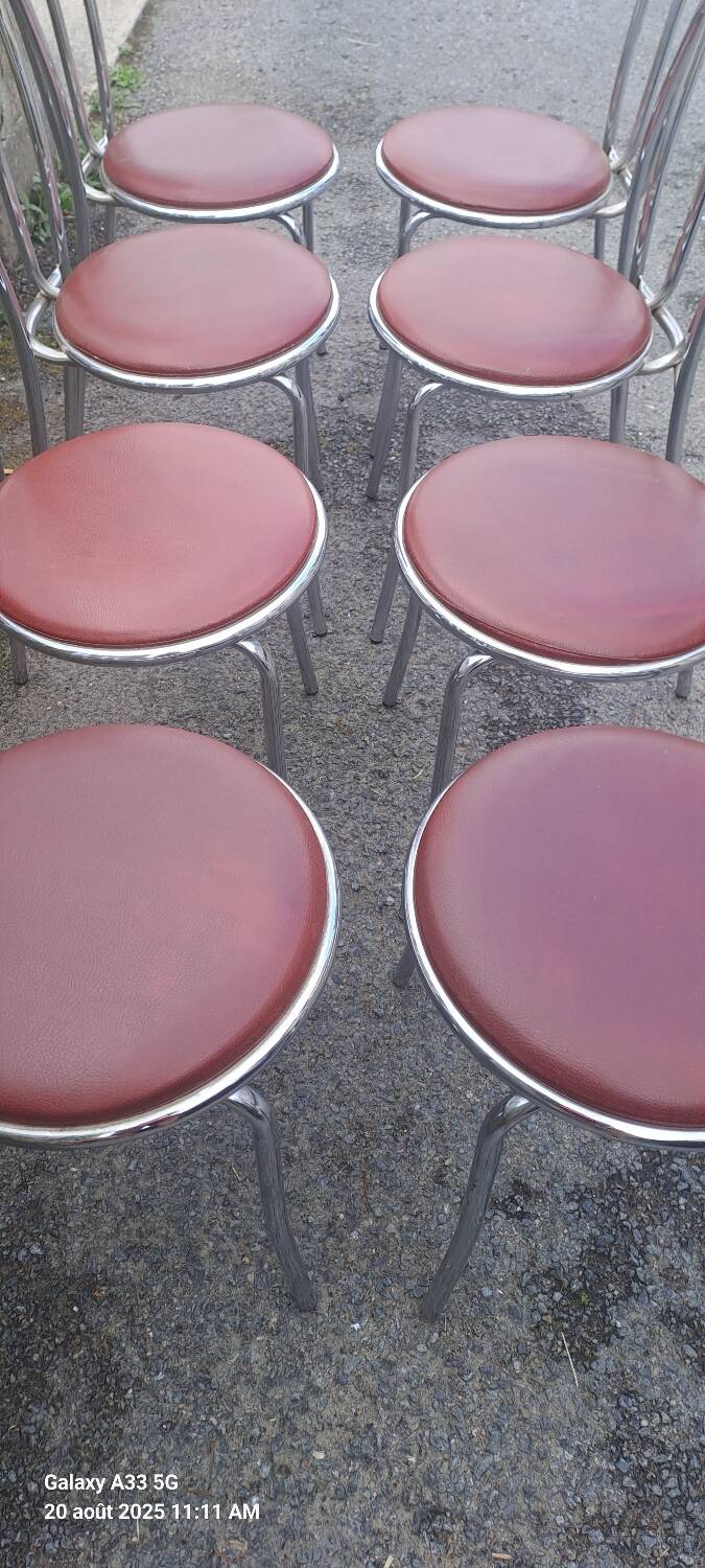 8 vintage chrome bistro chairs