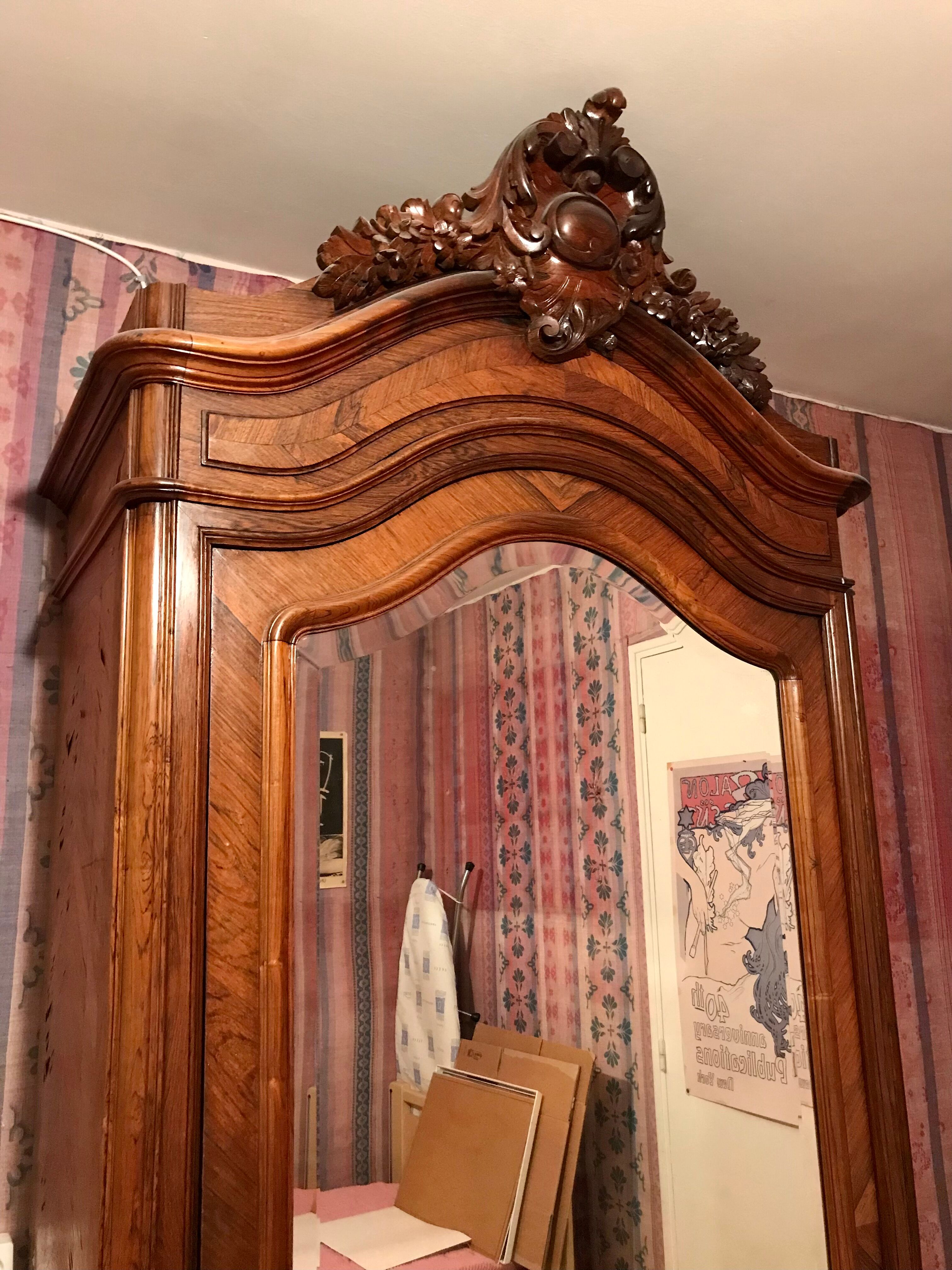 Old wooden bed nineteenth century rocaille style sign camus clermont ferrand