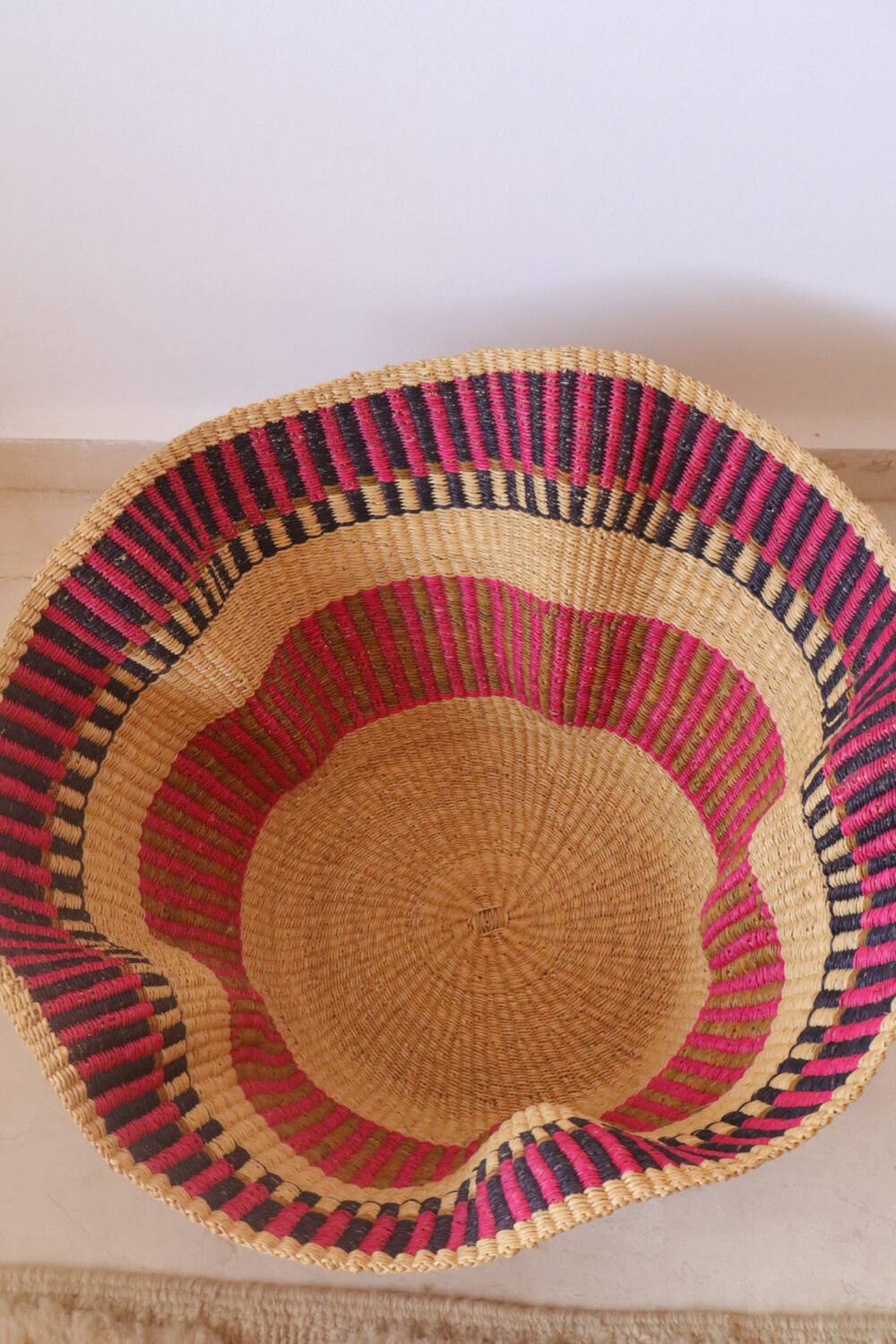 African Bolga Basket Hanging Basket Handmade Colorful Bohemian