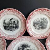 Set of 8 "Month" ceramic talking plates Digoin Sarreguemines