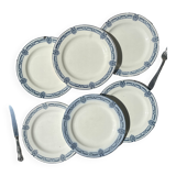 6 Flat plates Terre de fer bleu Salins model Arbois Ennege