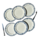 6 Flat plates Terre de fer bleu Salins model Arbois Ennege