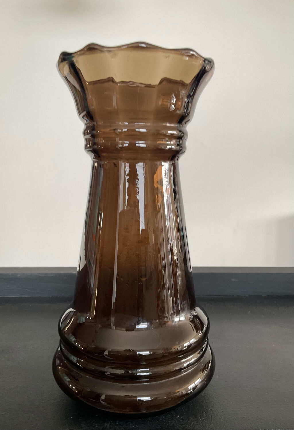 Vintage vase made of smoked glass paste