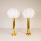 Pair of mid-century brass table lamps by Kosta Elarmatur, Sweden, 1960s.