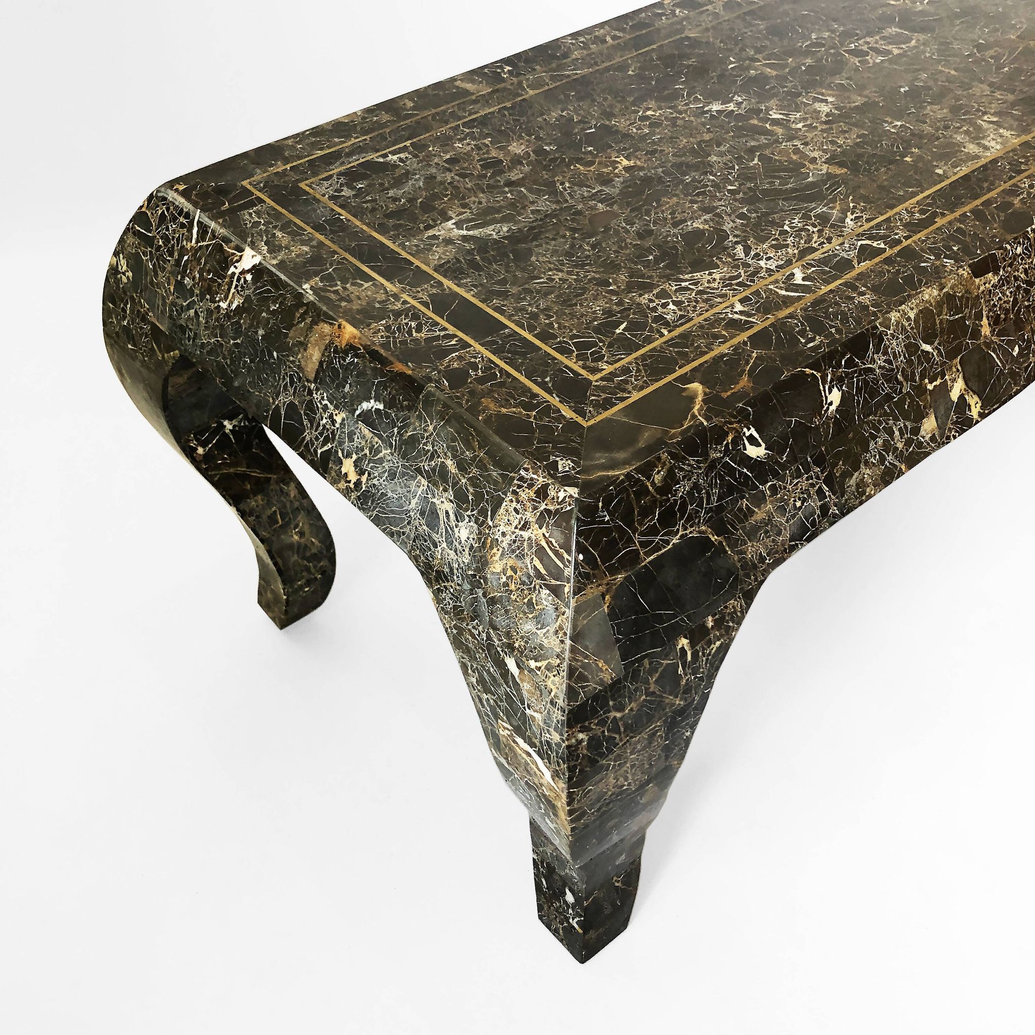 Maitland smith tessellated marble coffee table 1980s vintage usa rare emperador 1970s