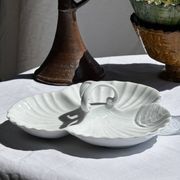 Vintage serving dish in white porcelain with shells MP Samie D26 H4