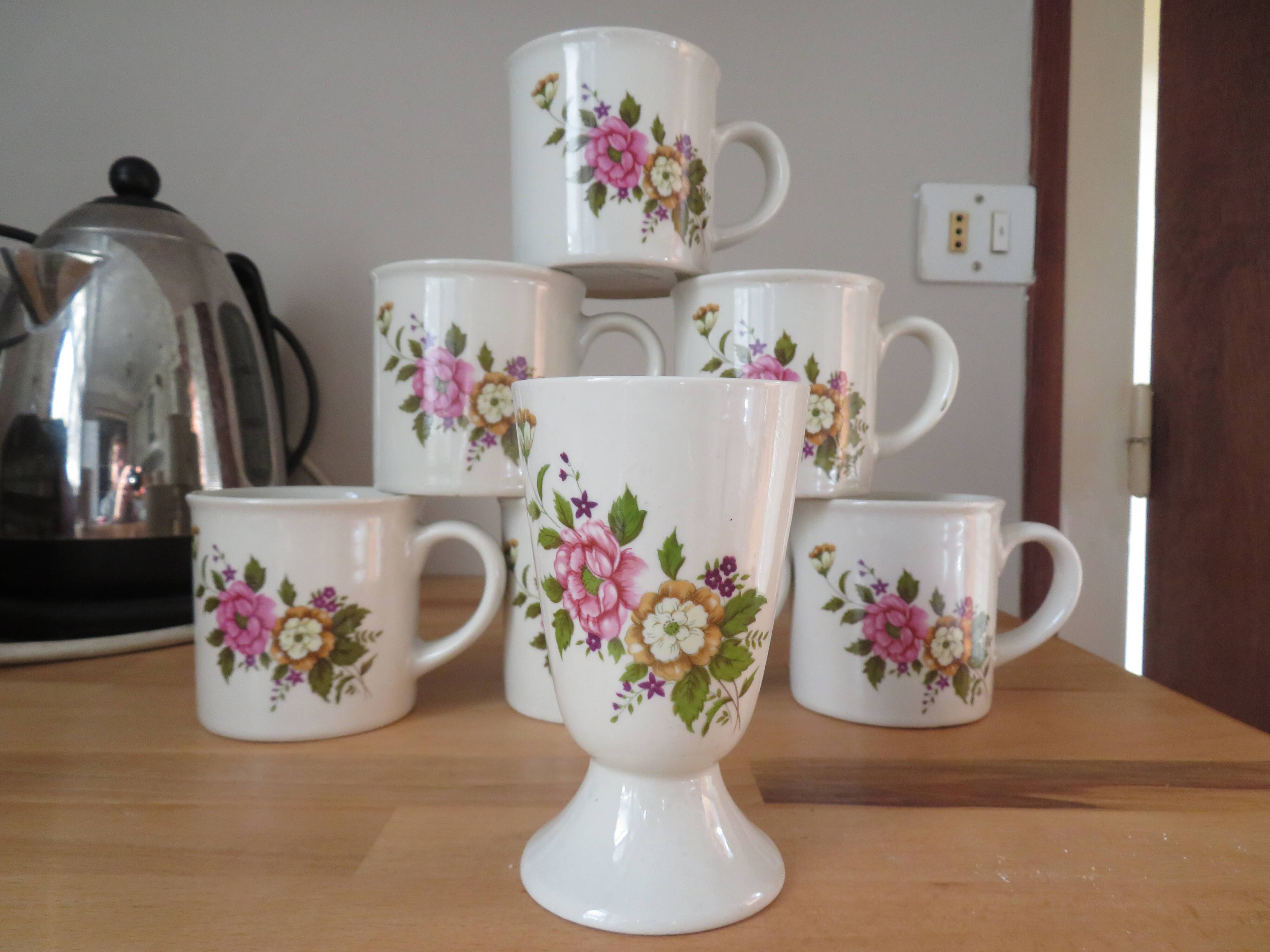 Lot de 6 mugs vintage chi kiang stoneware