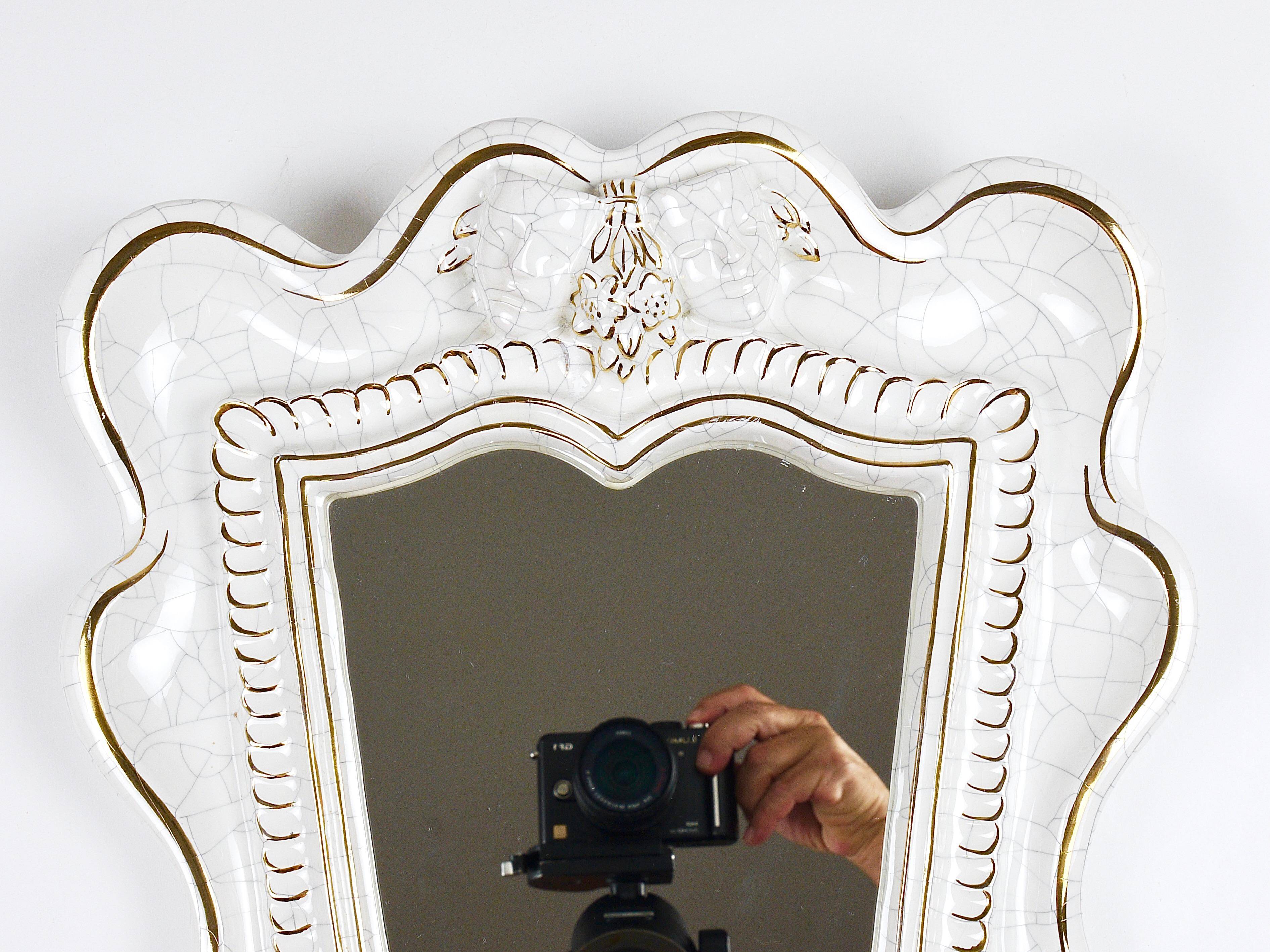 Art Deco Wall Mirror Theatre in Terracotta by Gmundner Keramik, Austria, 1930s