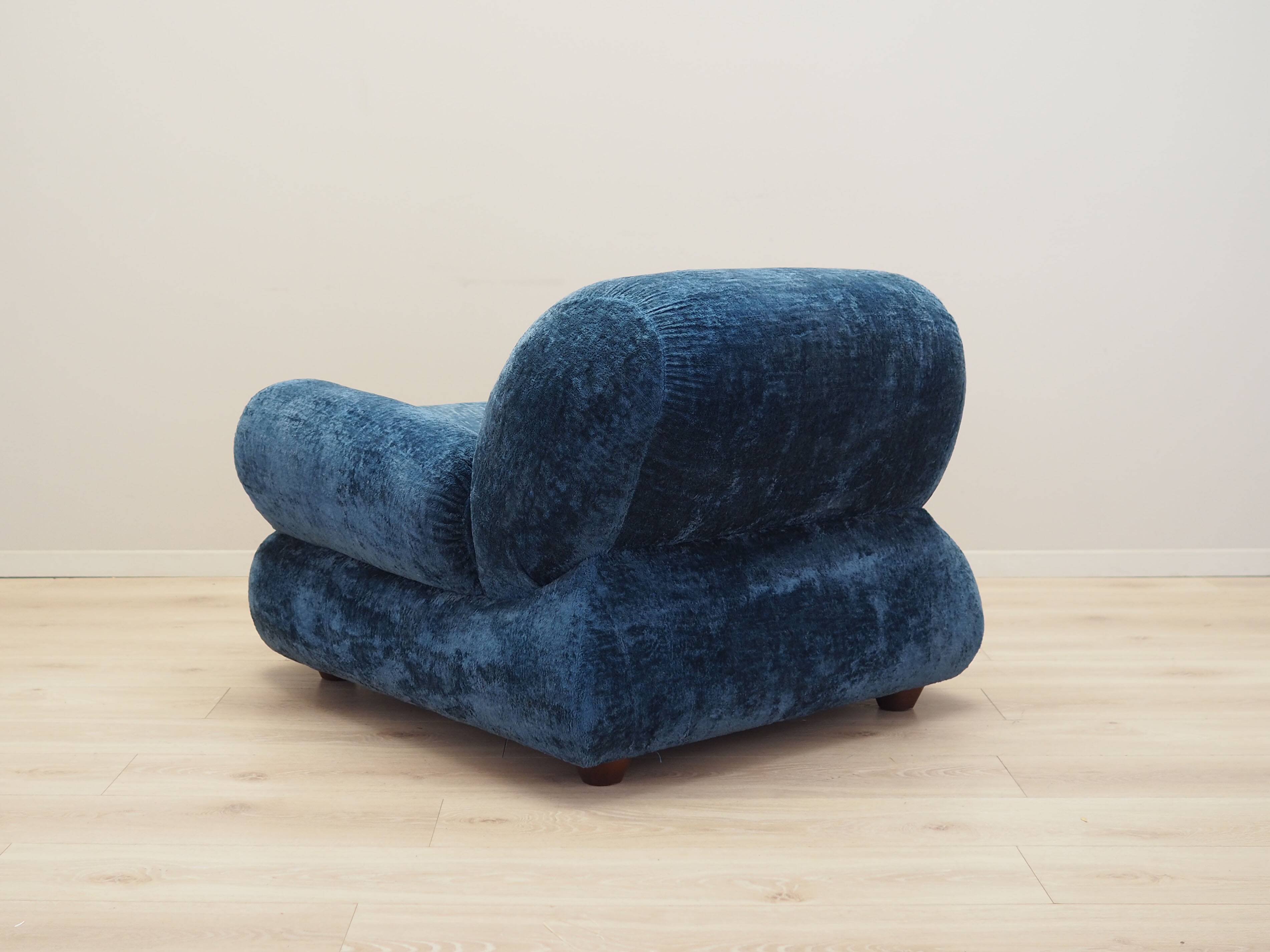 Blue armchair, Italian design, 1970s, production: Italy