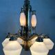 Art deco chandelier – opaline and brass