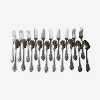 Art nouveau ballnger cutlery set in silver metal