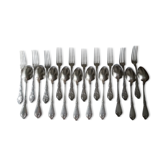 Ensemble de couverts Boulenger art nouveau en metal argente