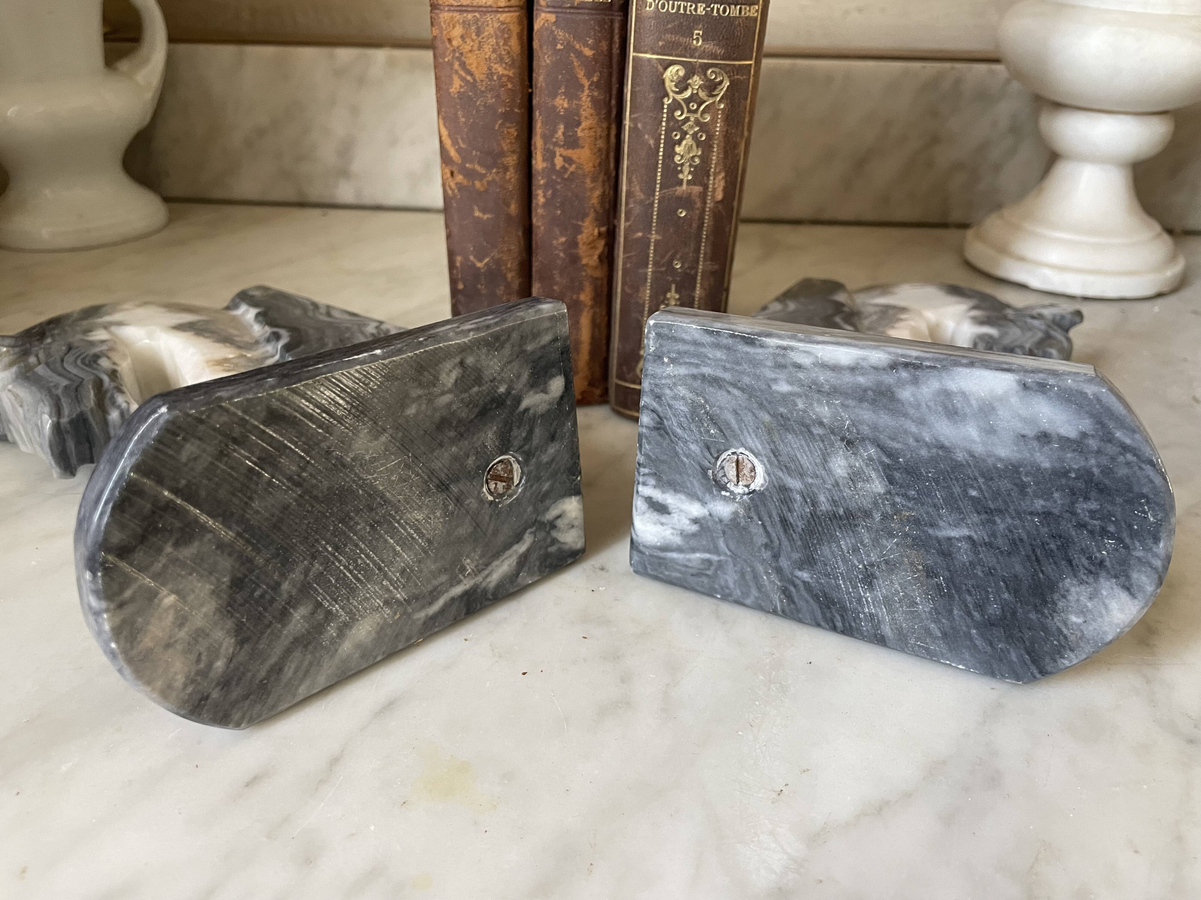 Pair of vintage marble horse head bookends