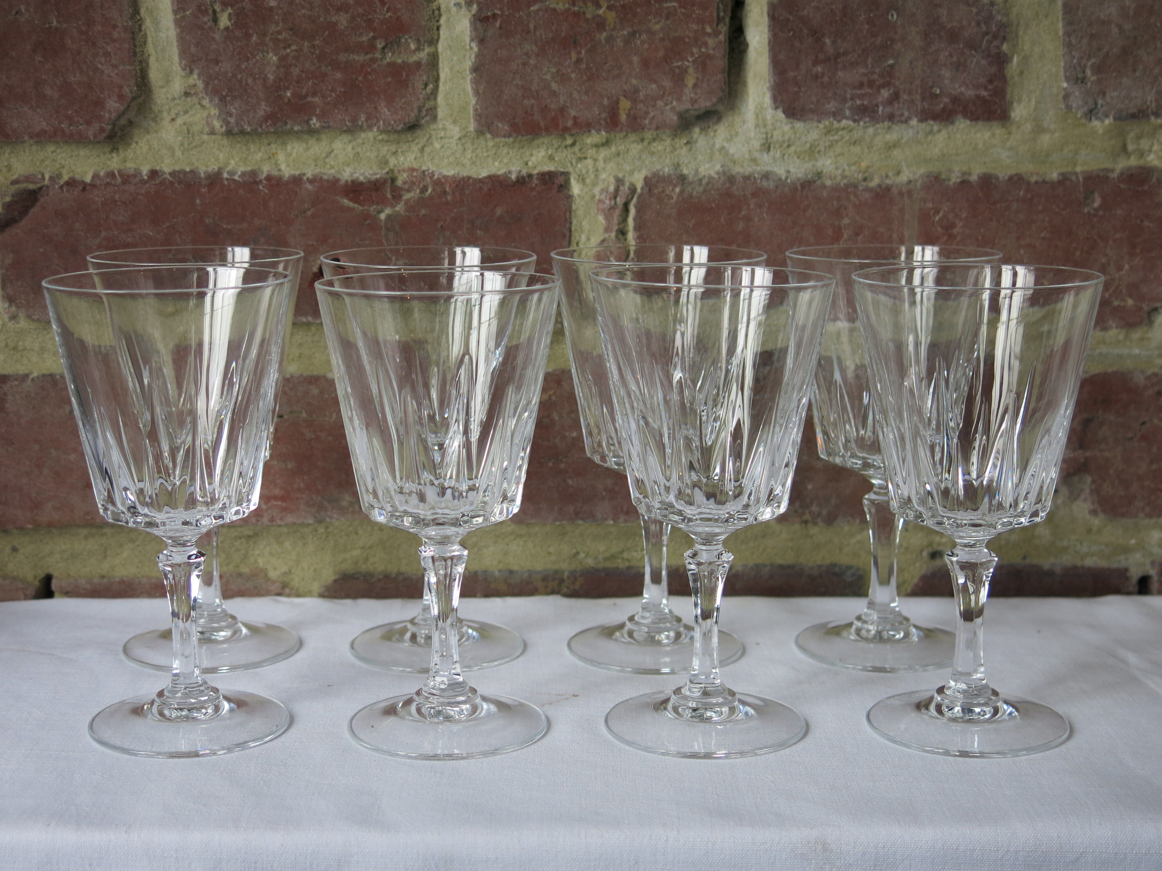 8 glasses with semi-crystal stems
