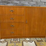 Vintage 1960s 4-drawer, 1-door cabinet