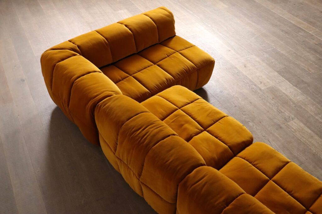 Arflex Strips sofa by Cini Boeri in velvet, Italy 1968