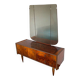 Coiffeuse ronce de noyer, triple miroir & laiton -Regency/ Art Déco
