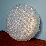 Large brass and frosted glass ceiling light, Hillebrand Lighting, 1970.