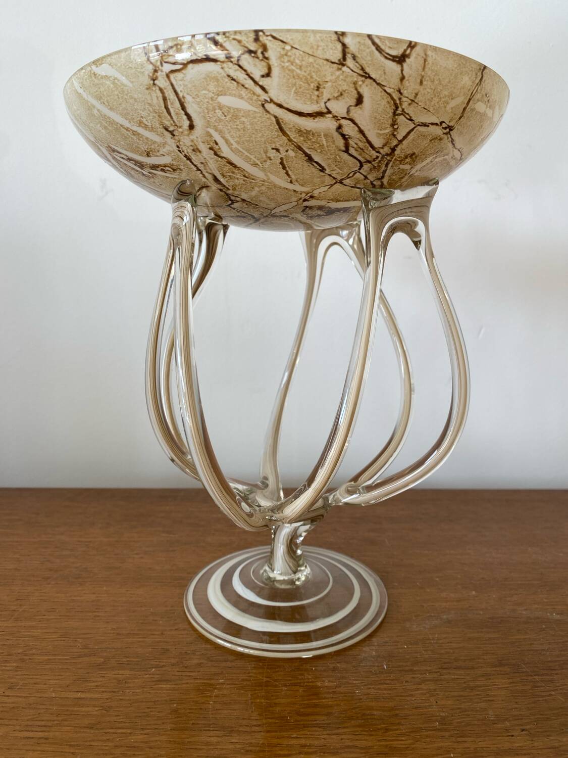 Antique medusa cup josefina krosno multi-layer blown glass vintage