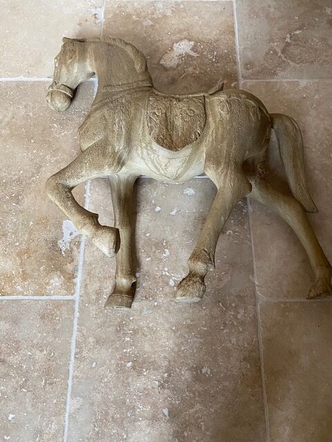 Merry-go-round horse in solid natural blond wood