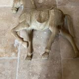 Merry-go-round horse in solid natural blond wood