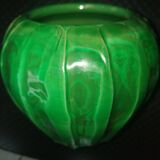Green ceramic vase with a moist effect around 1930