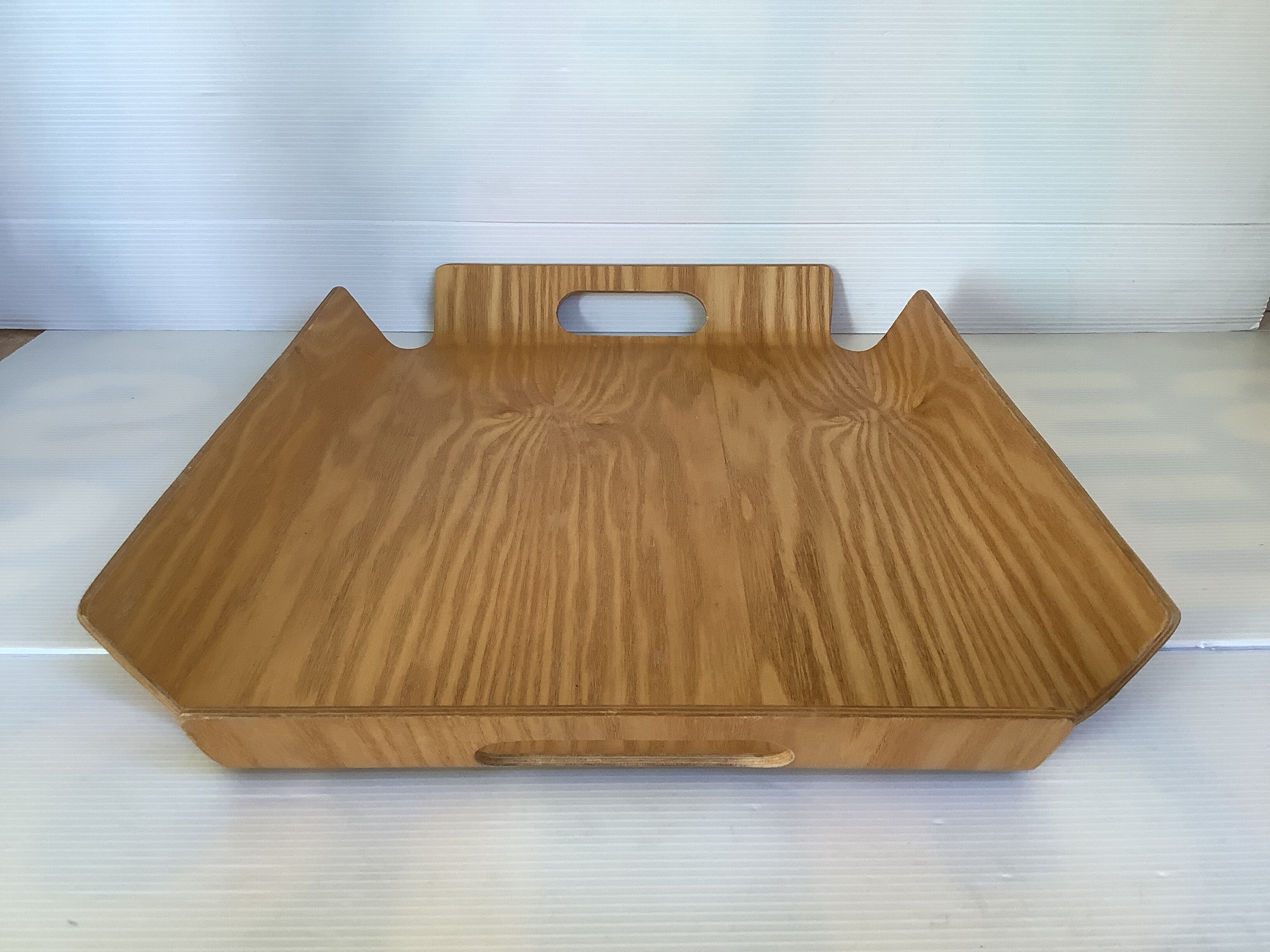 Curved wooden tray