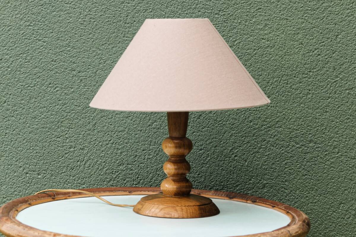 Bedside lamp, turned wood