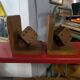 Pair of wooden dice bookends, circa 1960