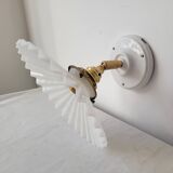 Wall lamp in opaline, brass and glass