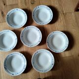 7 soup plates Hippolyte Boulenger-Creil-Montereau HBCM Model Narcisse Bleu