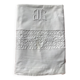 JC embroidered single sheet with crocheted lace