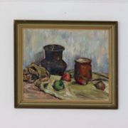 Original Swedish oil on panel "Still Life" vintage and framed.