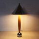 Lampe de table en hêtre et métal chromé