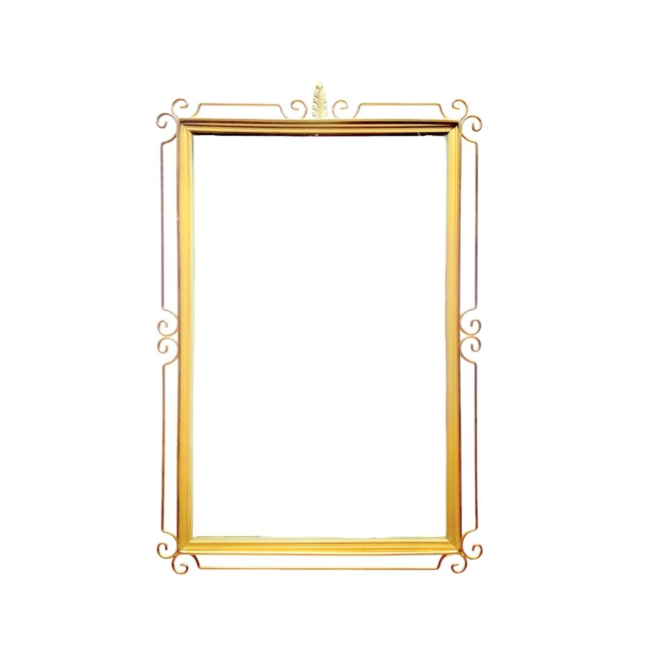 Hollywood Regency Gold Brass Wall Mirror - 70 x 46 cm