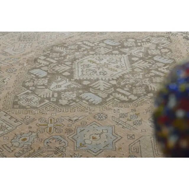 1970s Vintage Persian Handmade Wool Orange Area Rug 251x320
