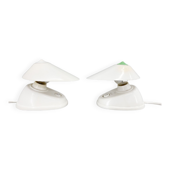 1960s Pair of White Bakelite Table or Wall Lamp, Czechoslovakia