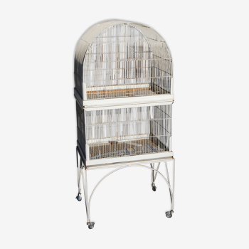 Vintage aviary, foot cage on wheels 147x67x49cm.