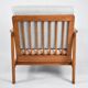 Fauteuil original restauré des années 60, modèle Baczyk, rose poudré et gris, teck