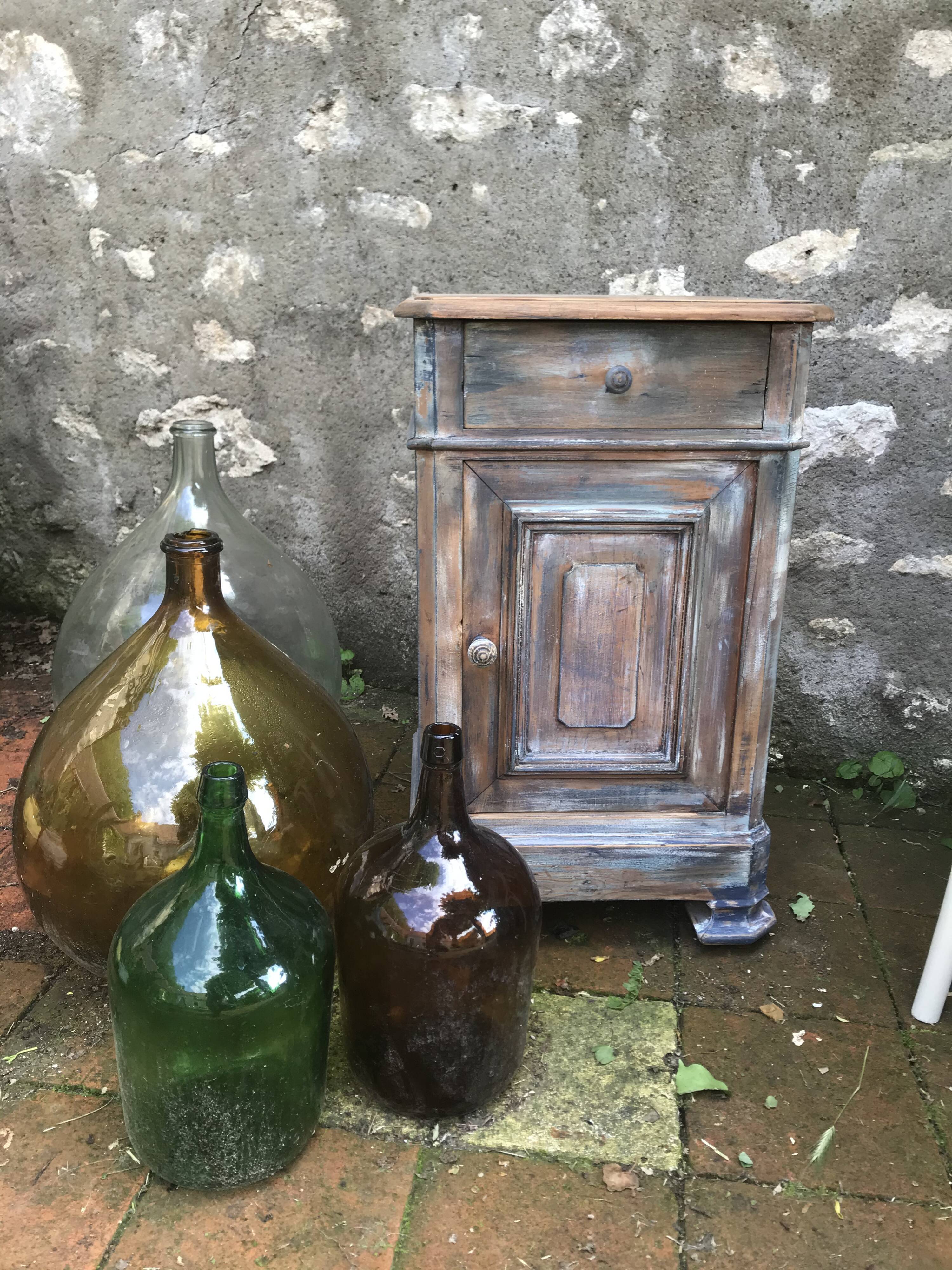 Old grey patinated bedside