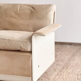 Fauteuil design 620 en cuir suédé beige par Dieter Rams, Vitsœ, Mid-Century