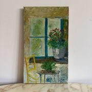 Oil on canvas still life bouquet of flowers by Serge Doceul 1986