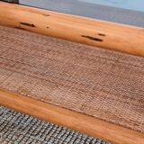 Table basse rotin et bambou rectangulaire vintage