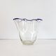 Blue-edged blown glass handkerchief vase