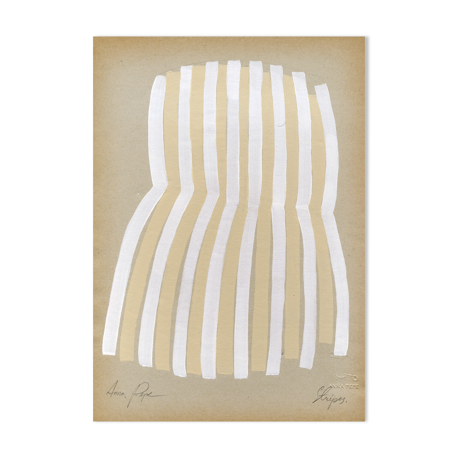 "Stripes" Original painting on vintage paper