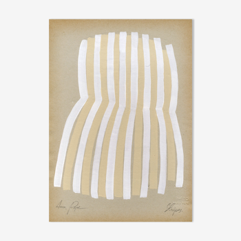 "Stripes" Original painting on vintage paper