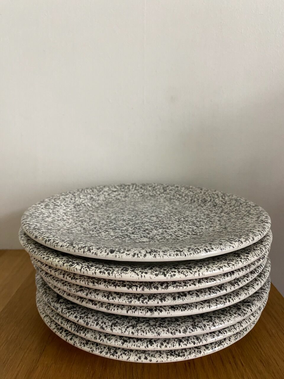 Set of 8 Italian speckled ceramic dessert plates